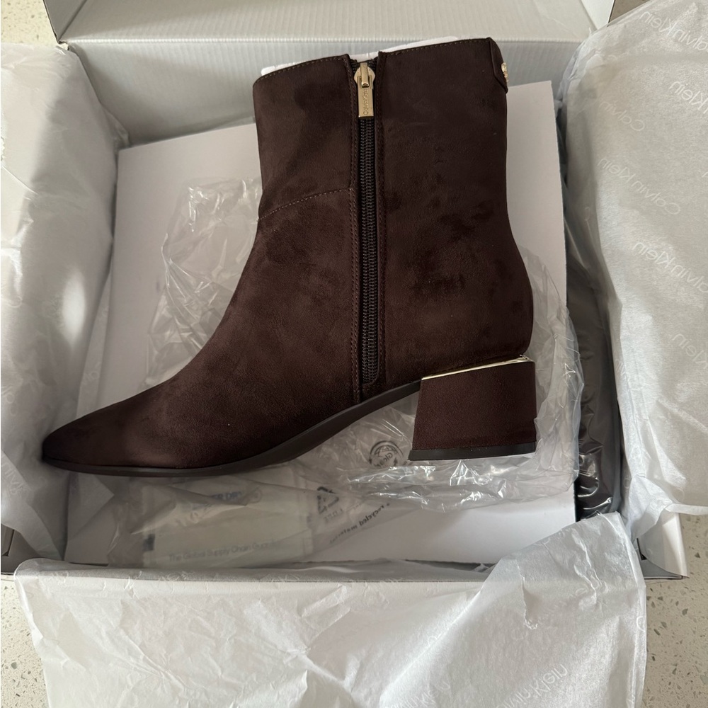 Calvin Klein Dark Brown Ankle Booties